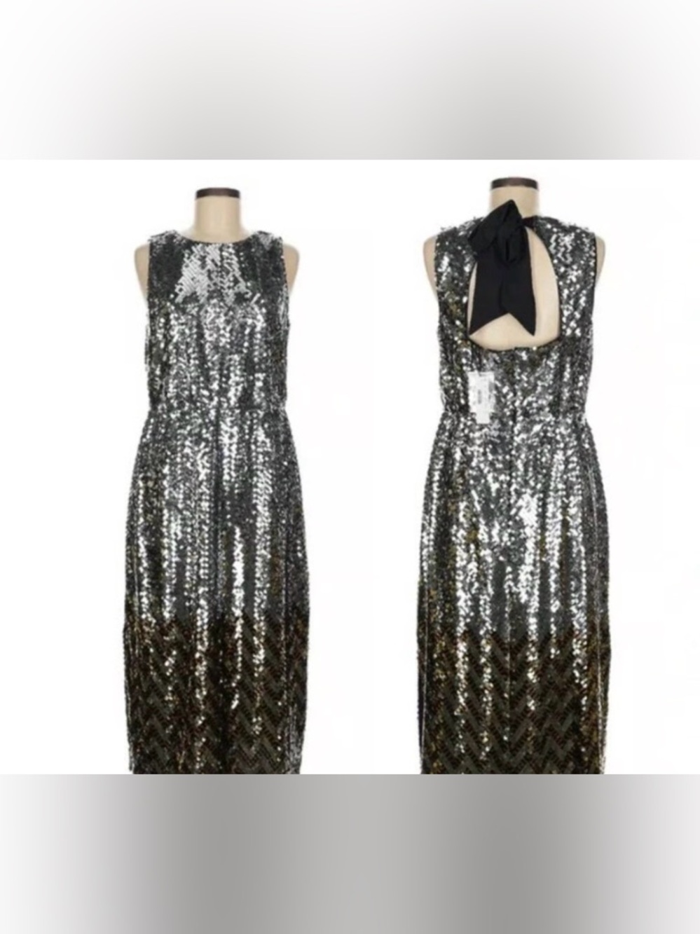 NWT! J.Crew Black Silver Sequin Midi Dress - Elegant Evening Cocktail. Size: 4